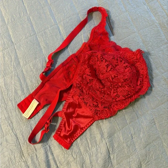 Delicates Scarlet Red Lace Bra Adjustable straps Underwire - Picture 5 of 6